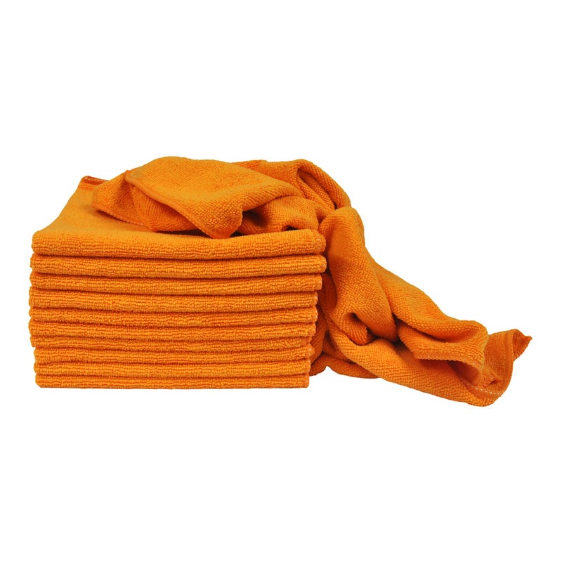 Eurow Utility 240 GSM Terry Weave Microfiber Cleaning Towels for Home, Auto, Boat, RV, Garage, Shop, Streak-Free, Scratch-Free, Reusable, Multi-Surface, Ultra Absorbent, 16x16 Inch, 12-Pack, Orange - Image 1